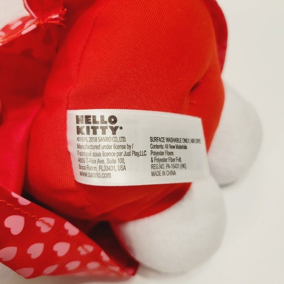 2018 Hello Kitty Plush by Just Play Red Bow Heart Dress 14 Original Tag - Picture 3 of 4